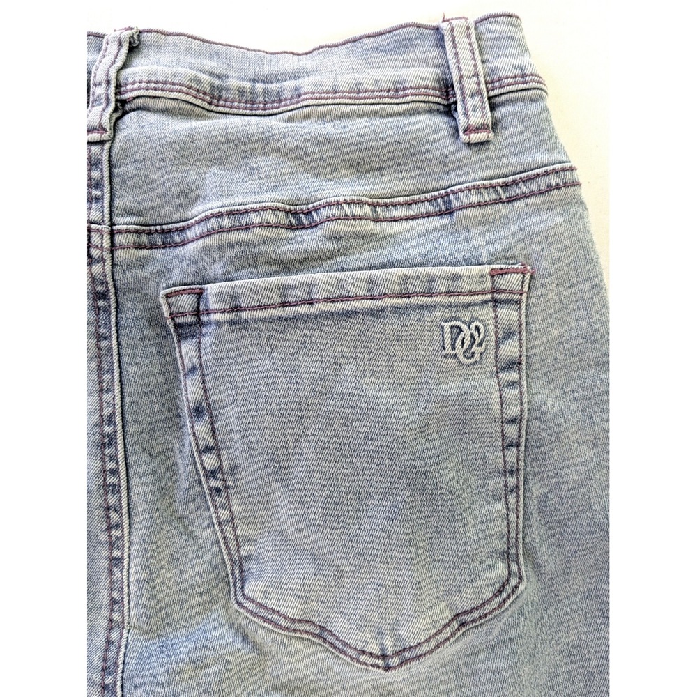 Diane Gilman DG2 Womens 2T Light Wash Skinny Jeans Purple Stitching Tall Stretch